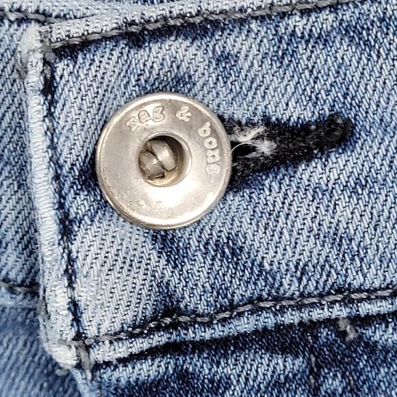 Rag & Bone Blue Denim Fit 2 Slim Straight Distressed Stretch Jeans 34x32 - Picture 12 of 16